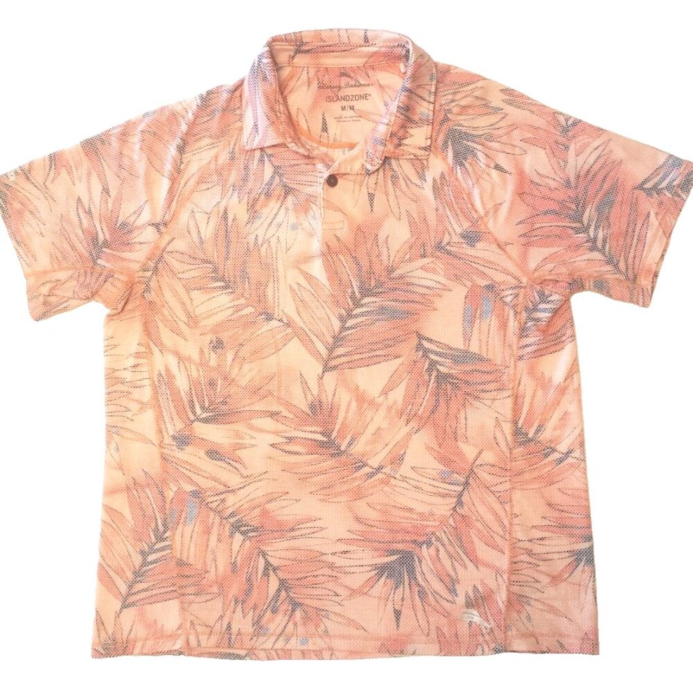 Men's Tommy Bahama  "Island Zone" Orange Palms Polo Golf Shirt. Size Medium.